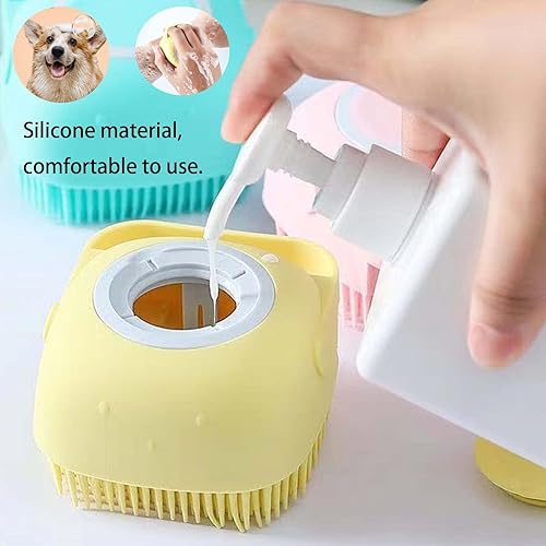 Miniatura 5 de LRHINETAR Cepillo de baño para perros, cepillo de aseo para perros, peine de champú de silicona para gatos, dispensador de champú para gatitos y