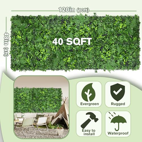 DOPGIB Artificial Green Boxwood Grass Wall Roll: 48"x120"（40SQFT） UV Protected Ivy Privacy Hedge Fence Screen for Chain Link Fences Panel Indoor,Outdoor Patio Balcony & Garden by DOPGIB - Image 2