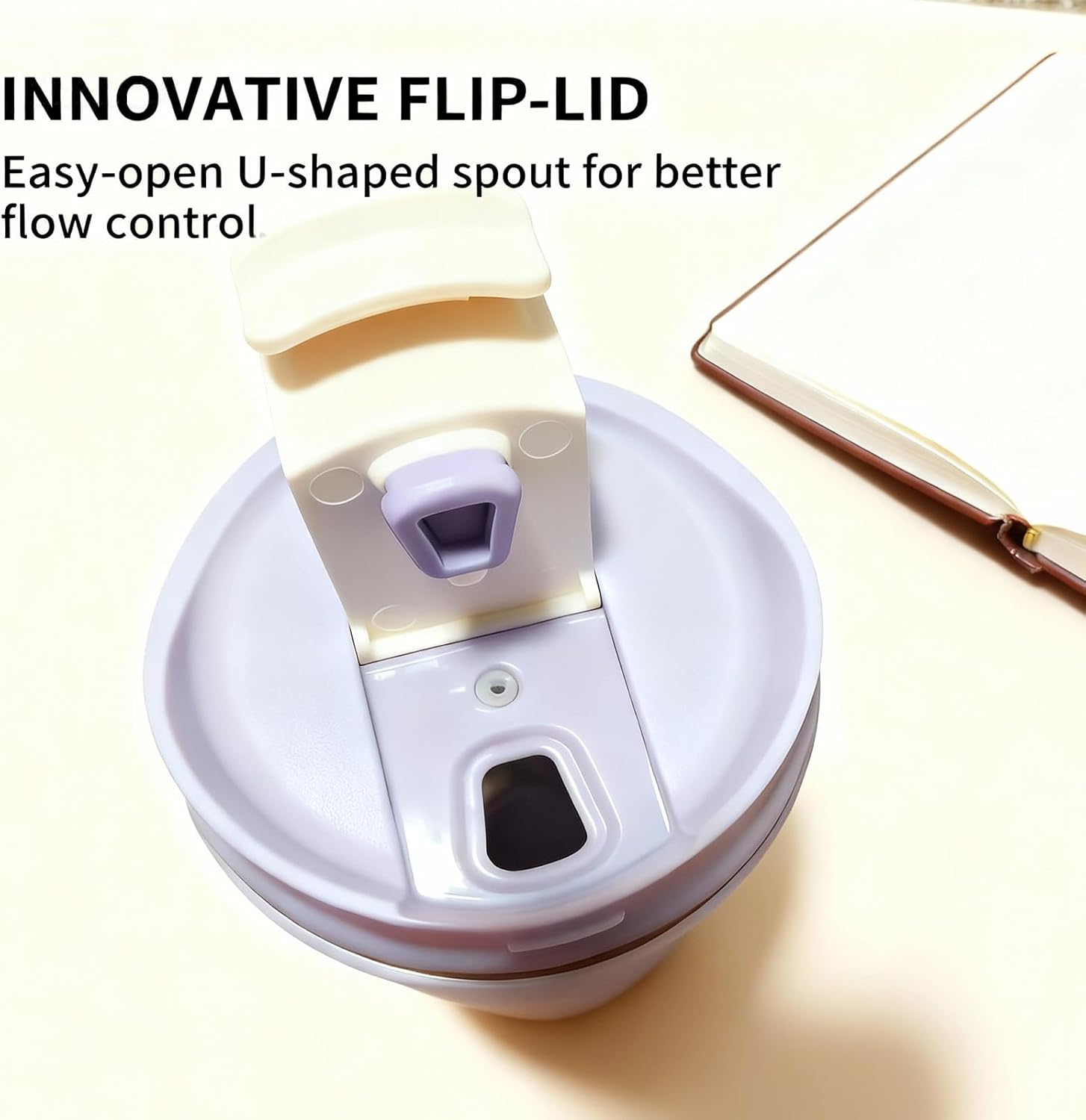 Travel Coffee Mug with Lid, 12 oz Insulated Tumbler, Leak Proof Stainless Steel Cup, for Hot Coffee, Iced Tea & Water, BPA Free, Car Cups Holder Friendly, Lavender Purple - Image 3