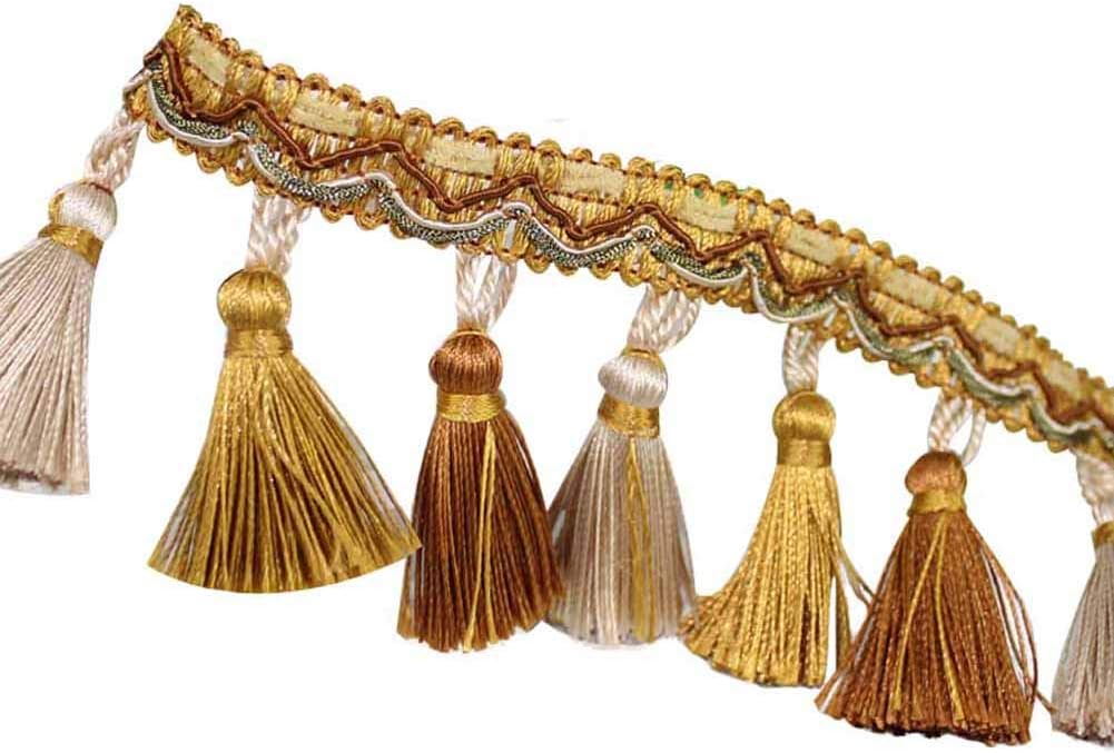 11M Curtain Tassel Trim Lace Ribbon 3 Colors Hanging Fringe Trimming for Home Decor DIY Crafts (Light Blue)