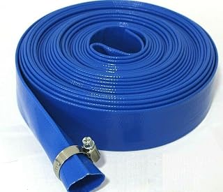 EQUIP247UK Blue Layflat Water Discharge Hose Pipe Pump Irrigation - 25mm (1") Bore x 10 Metres Long. With free Stainless Steel Hose Clip