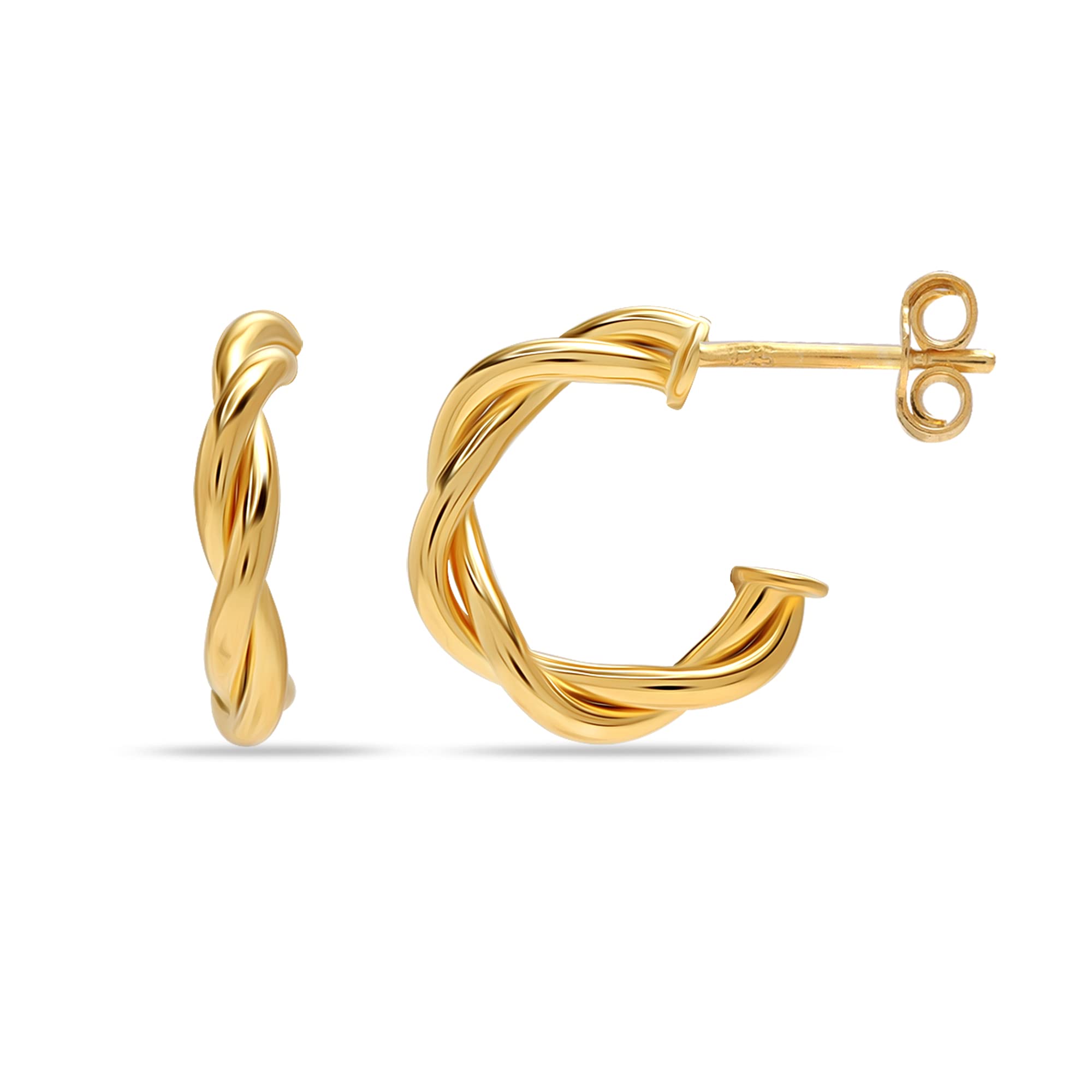 Amazon Brand - Nora Nico Twisted Small C Hoop Earrings for Women and Girls (14, 25 MM)