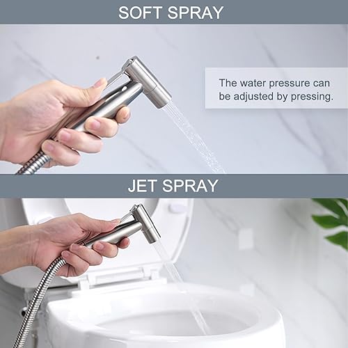 Miniatura 6 de Wexecon Pulverizador de bidé de mano para ducha musulmana, bidé para inodoros existentes con manguera a prueba de explosiones, presión de agua