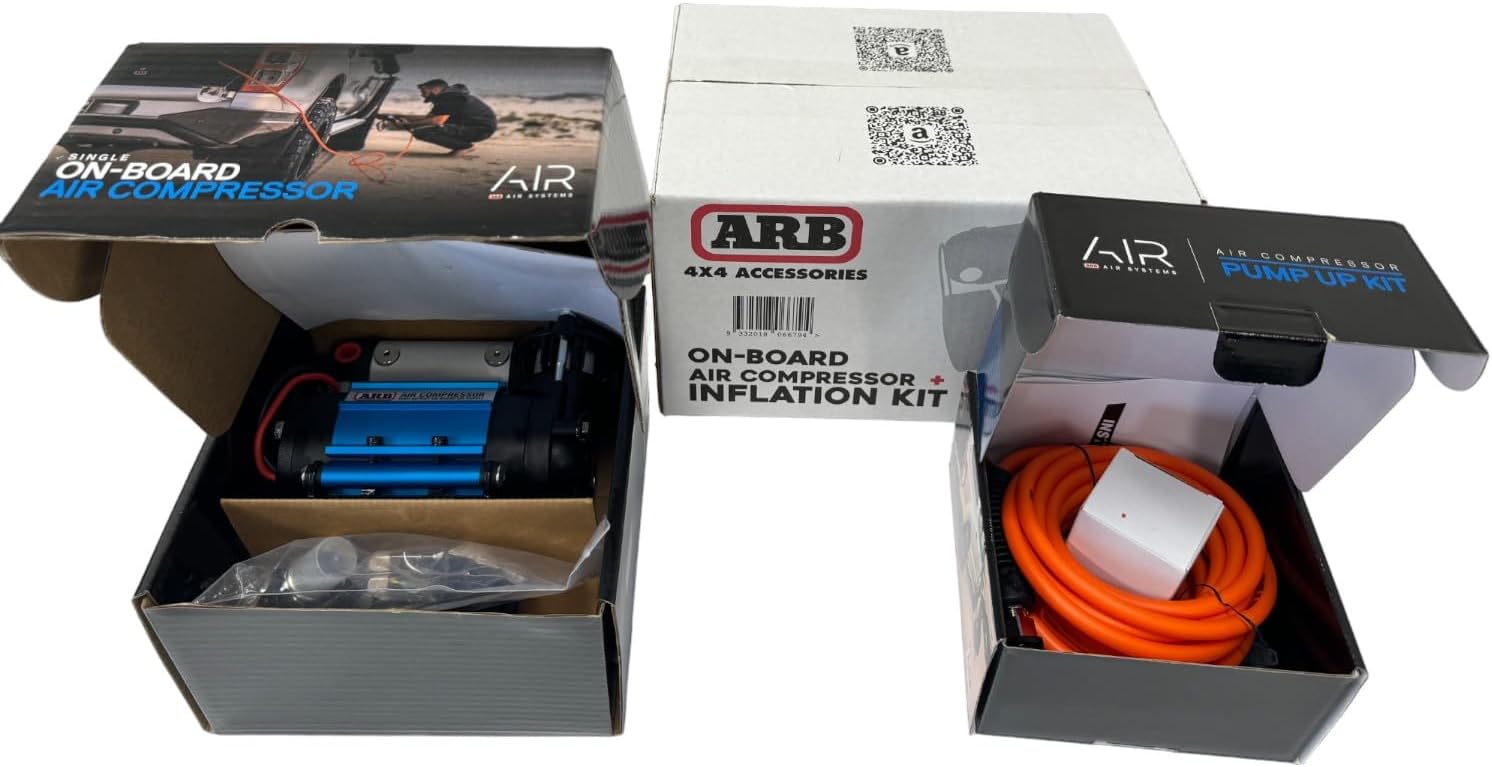 ARB Inflation Kit Air Compressor and Orange Air Hose Pump Up Kit with Quick Fitting Bundle On Board System, CKMA12 and 171302 Part Numbers in a New Air Systems Printed Box (Compressor & Inflation Kit)
