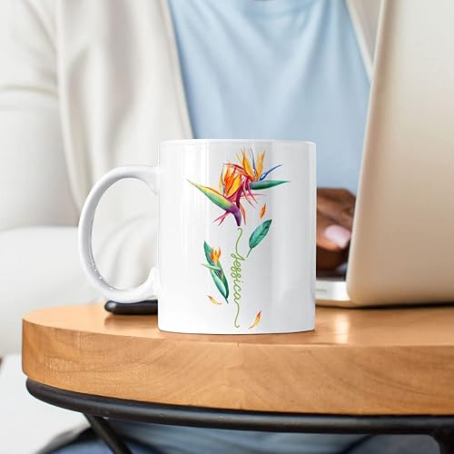 Miniatura 15 de CUBICER Tazas de café personalizadas, diseño de flor de peonía, tazas de cerámica blanca, taza de viaje grande, vaso para beber, regalos de Navidad