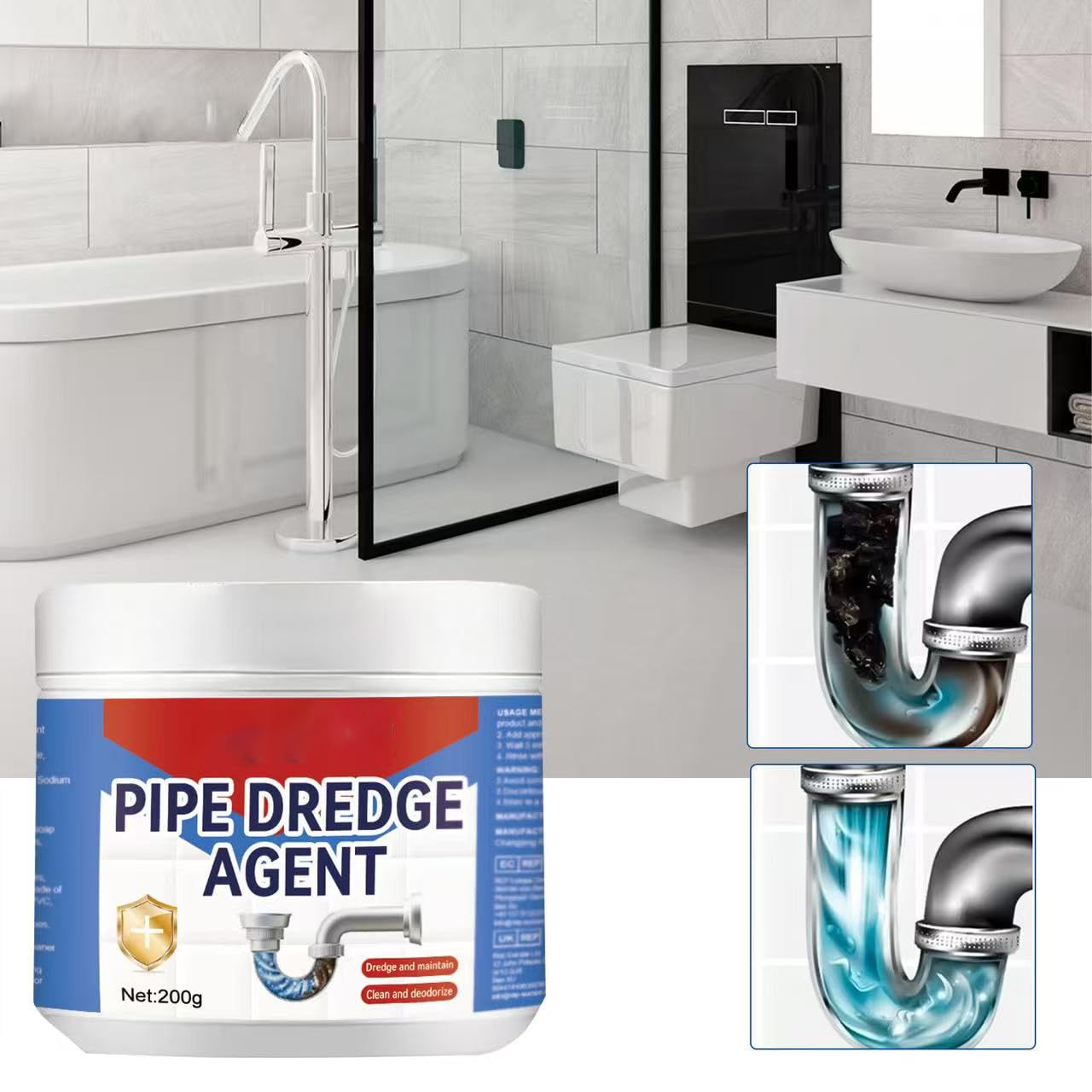 Déboucheur de canalisation, déboucheur de canalisations puissant, déboucheur de canalisations de lavabo de salle de bain, sûr pour toutes les canalisations. (3 pièces)