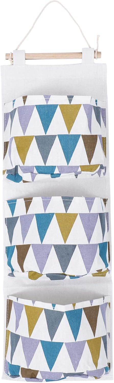 PRETYZOOM Cotton Linen Door Hanging Storage Bag Wall Mounted Organizer Multiple Pockets for Bedroom Sturdy Fabric Storage Solution for Home Organization