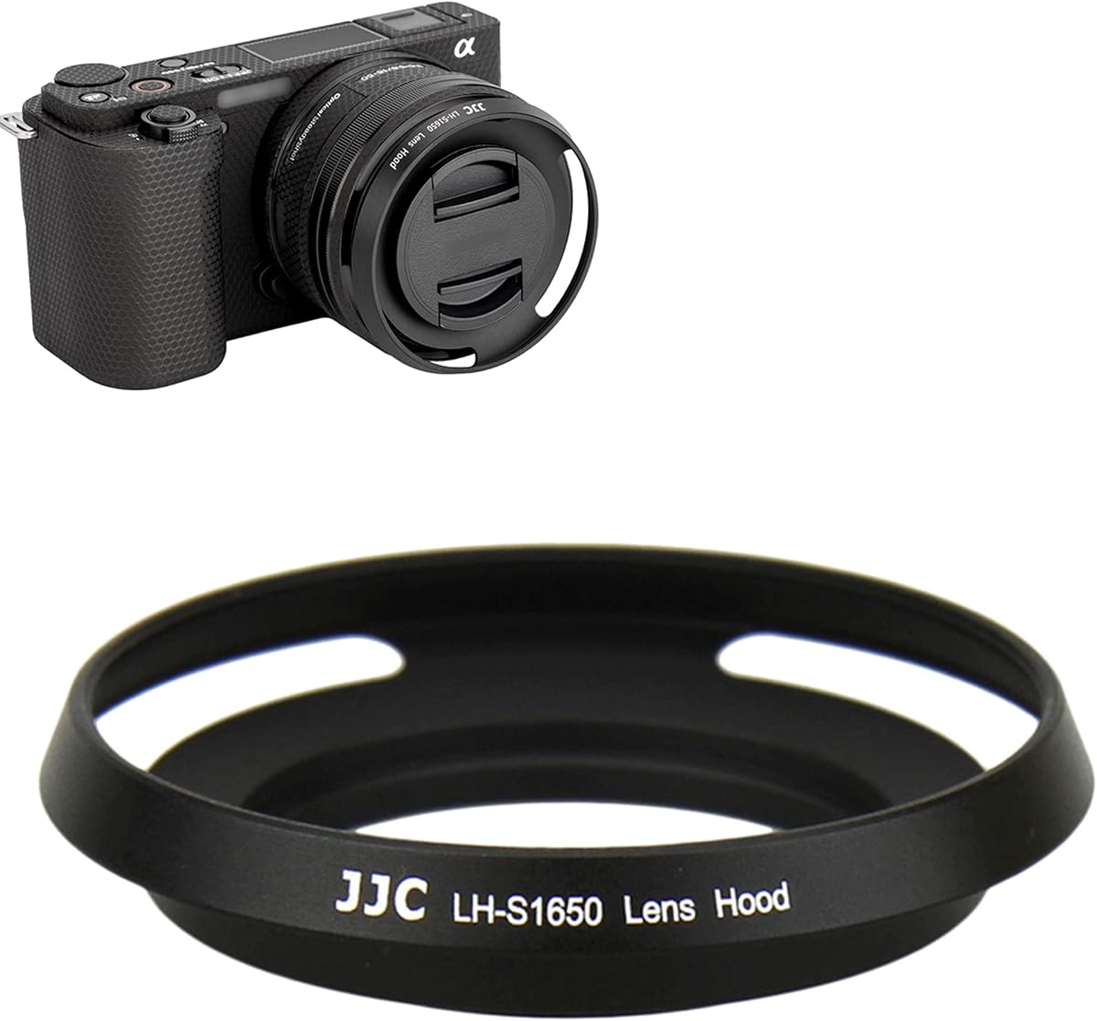 JJC Screw-in Mount Metal Lens Hood Shade Protector for Sony E PZ 16-50mm f/3.5-5.6 OSS & OSS II SELP1650 Lens On Sony ZV-1F ZV1F ZV-E10 A6600 A6500 A6400 A6300 A6100 A6000 A5100 A5000