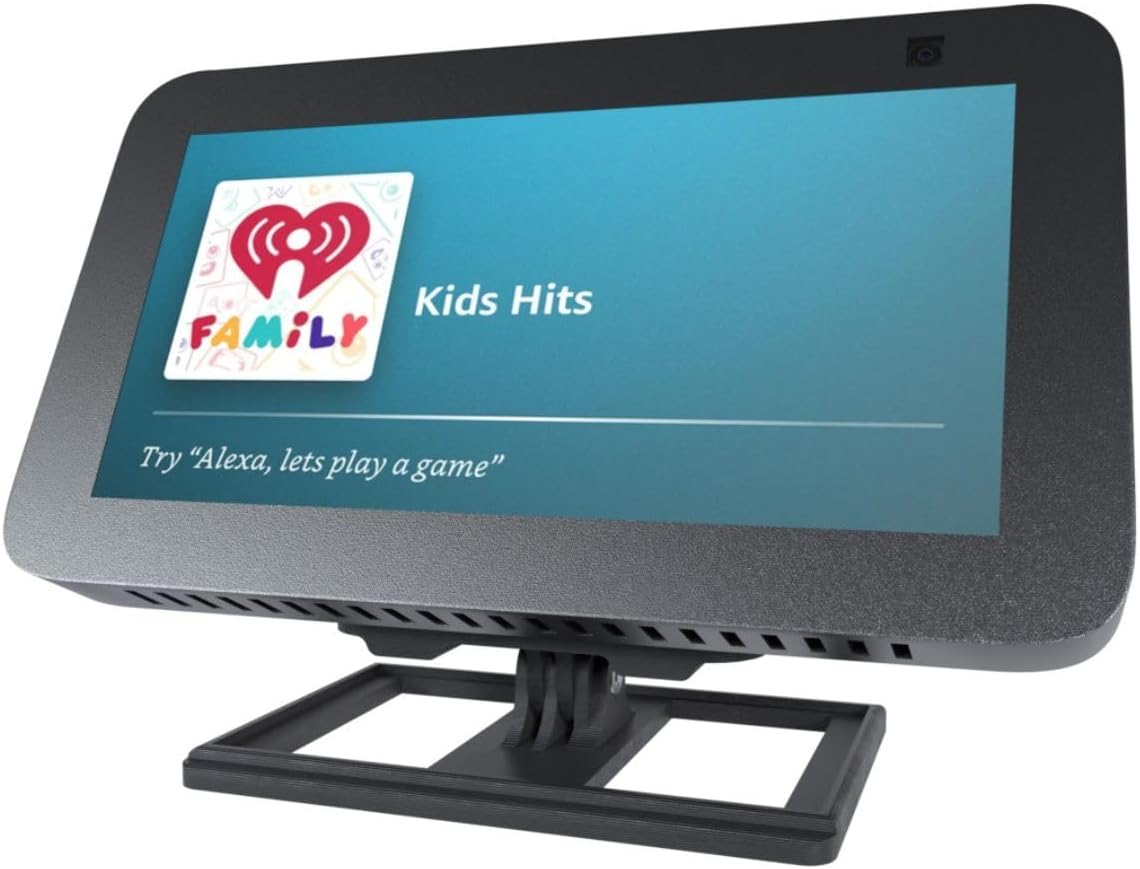 Suporte Stand Magnético de Mesa com Ângulo Ajustável Compatível com Alexa Echo Show 5 e 8 - Smart Speaker Display Home - Modelo Slim - Preto
