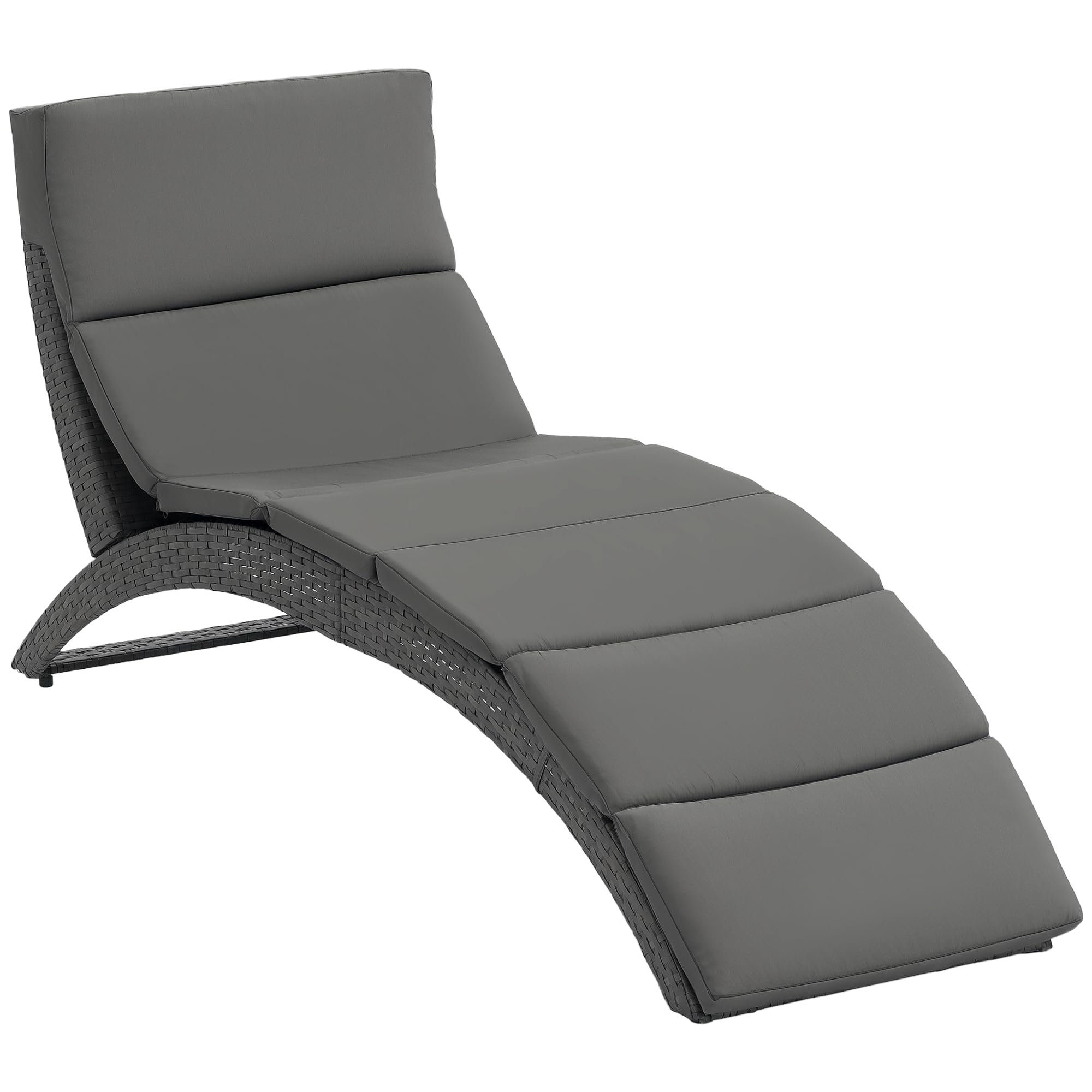 Outsunny PE Rattan Sun Lounger - Grey