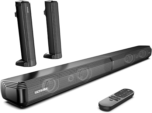 ULTIMEA Barra de sonido para TV, barra de sonido de TV Bluetooth 5.0, barra de sonido de diseño de altavoces desmontables para TV, 6 modos de ajuste