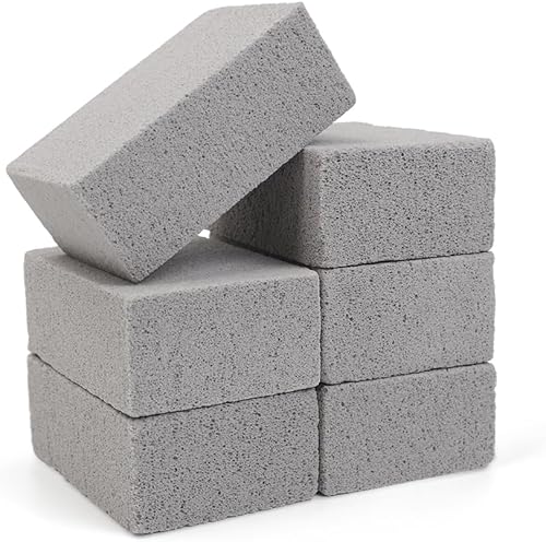 Paquete de 6 herramientas limpias, eficaces y reutilizables, rascador de parrilla, ladrillos de limpieza, bloques grises, piedra pómez para eliminar