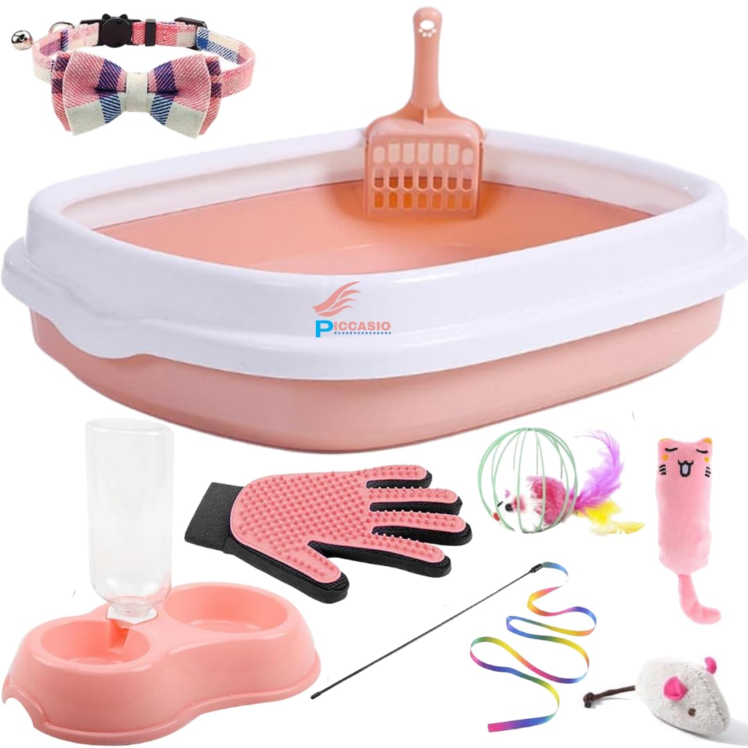 HopHop® Cat Litter Box,Anti-Splashing Cat Toilet with Litter Cleaning Scoop & Trash Bag,Portable Waste Box, Cat Sandbox and Deodorizing Cat Pan, kitten Potty Training, Easy to Clean (Small)