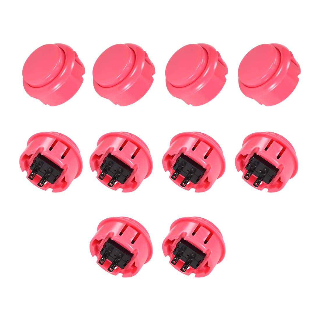 uxcell 30mm Mounting Hole Momentary Game Push Button Switch for Arcade Video Games Pink 10pcs