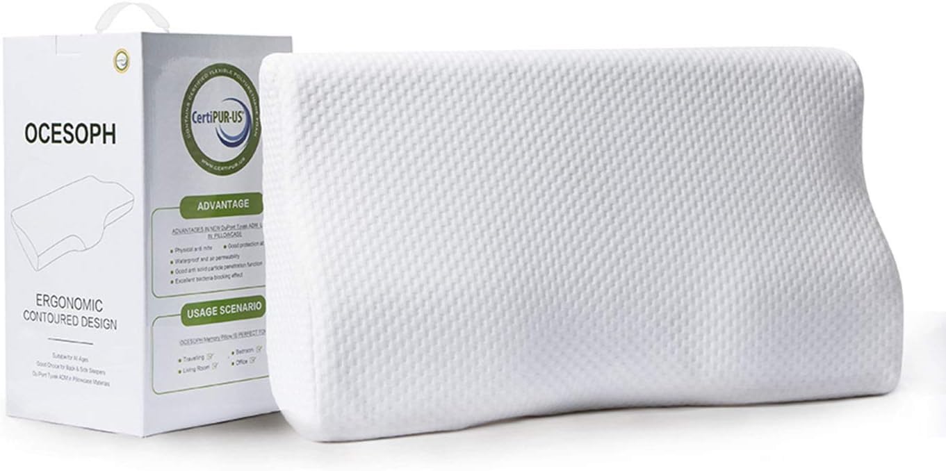 OCESOPH Contour Memory Foam Pillow for Sleeping, Cervical Pillow for Neck and Shoulder Pain, Orthopedic Sleeping Pillows for Side, Back and Stomach Sleepers