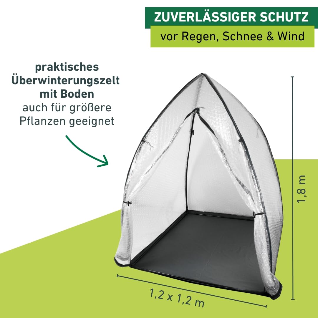 Windhager Winterschutzzelt Yukon, Winterschutz für Pflanzen, Winterquartier, Gewächshaus, 1,2 x 1,2 x 1,8 m