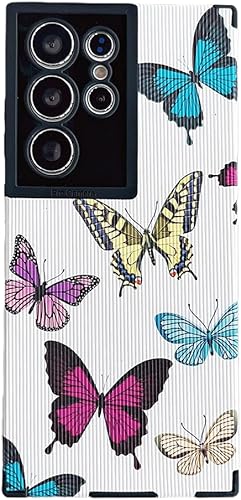 Diseño De Mariposa De Color Lindo Compatible Con Samsung Galaxy S23 Ultra Funda De Teléfono Cubierta Protectora De Silicona De Cuero De Moda Para