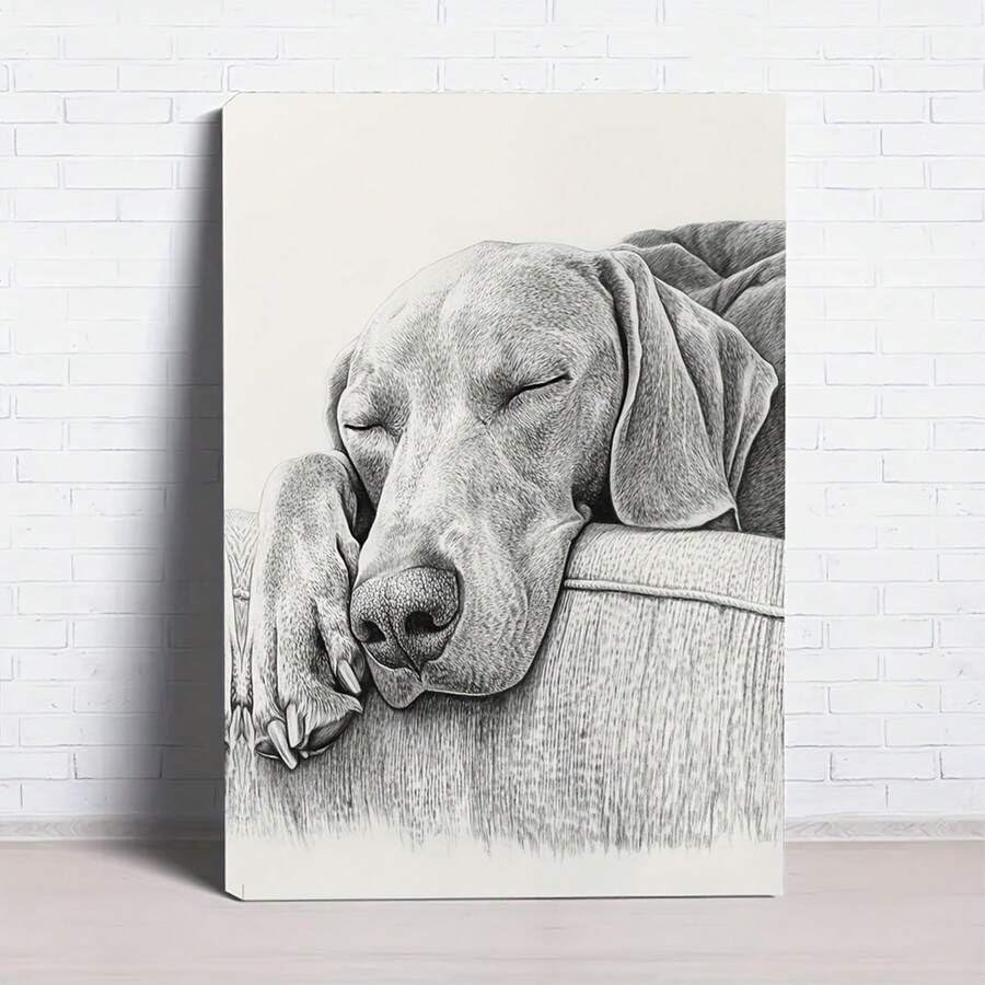 Peinture sur toile amour des chiens dessin crayon inspiration vintage