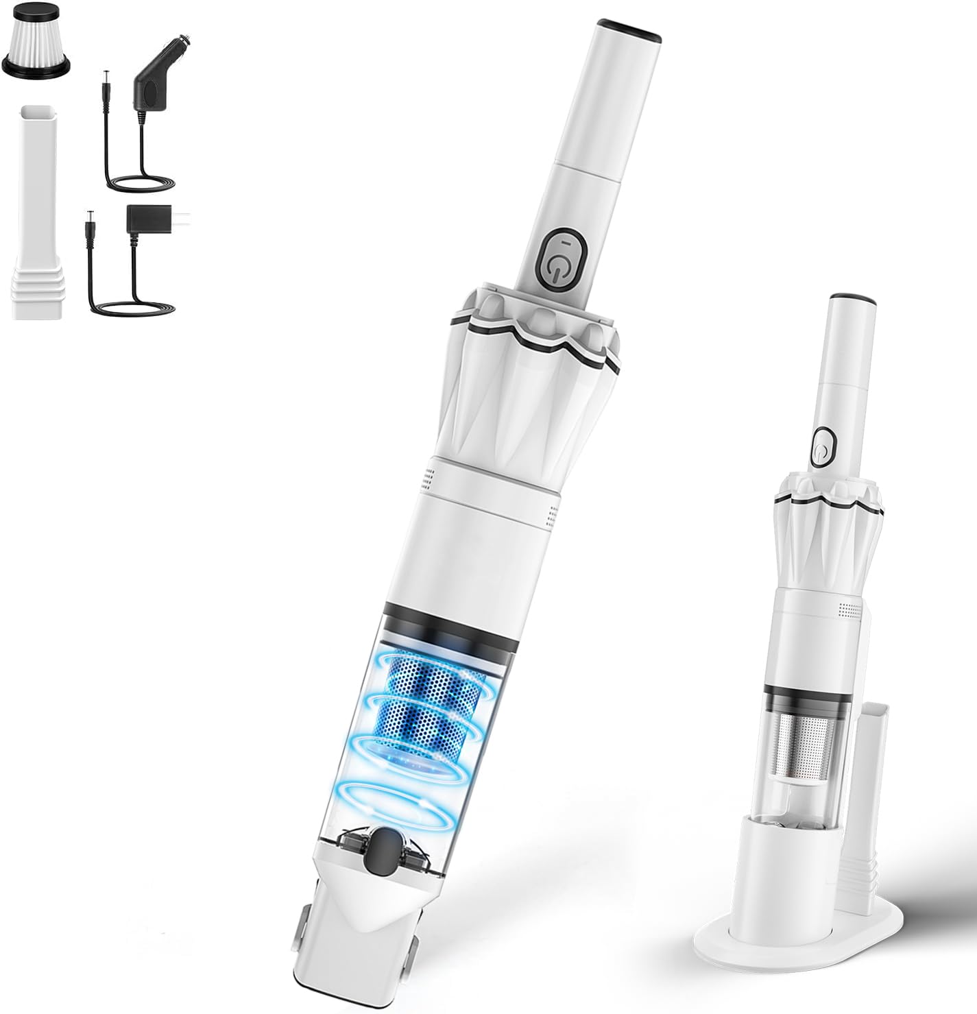 Photo 1 of HIKALION Handheld Vacuum Cordless 25000PA, Super Lightweight 1lb with Powerful Suction, Charging Dock, Car Charger, Single Touch Empty and Detachable Dust Cup, Portable Mini Car Vac, White