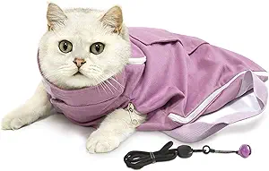 Cat Grooming Bag for Nail Trimming, Pet Grooming Hammock for Vet Visits, Adjustable Anti-Bite and Anti-Scratch Cats/Dogs Restraint Bag for Injection, Medicine Taking - Size S