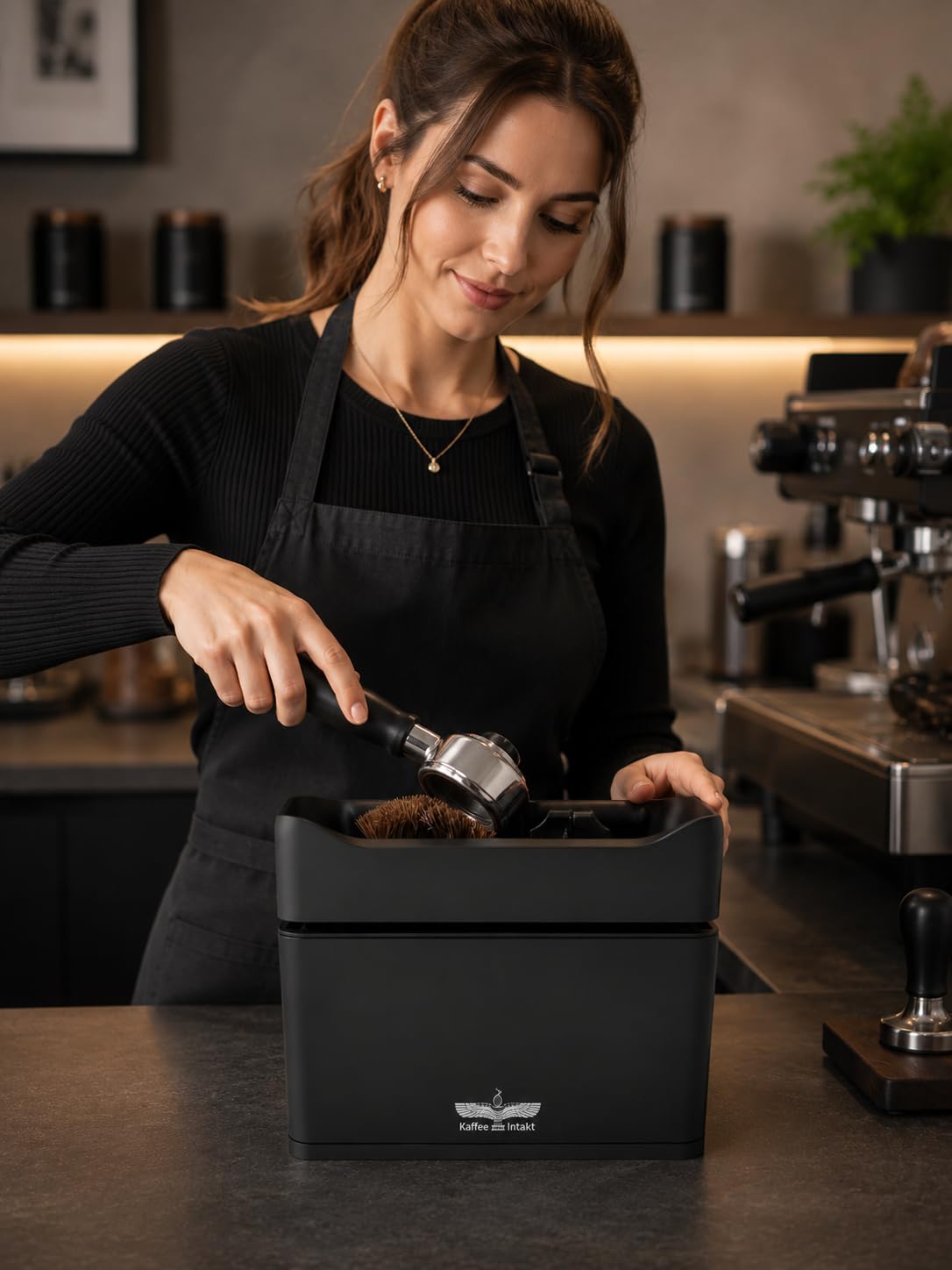 Kaffee Intakt ARAM Siebträgerreiniger, Automatischer Reiniger, 3 Liter, Schwarz, mit verschiedenen Aufsätzen