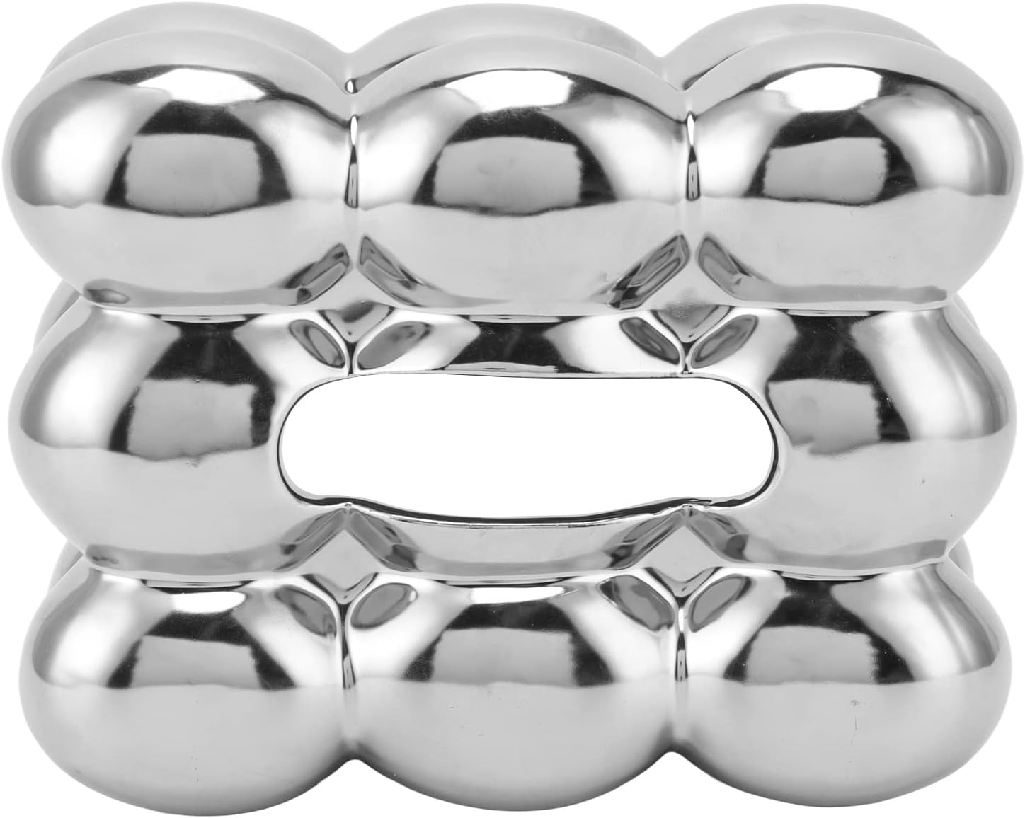 Electroplated Ceramic Tissue Box Case Holder Decorative Elegant Facial Tissue Napkin Dispenser Box(Electroplating Silver)