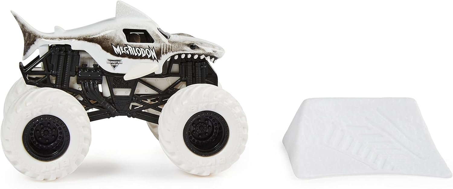 Monster Jam, Official Megalodon Monster Truck, Die-Cast Vehicle, Max Contrast Series, 1:64 Scale, Kids Toys for Boys Ages 3 and up