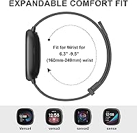 Vista 3 de Vancle Correa de metal compatible con Fitbit Versa 4, Fitbit Versa 3, Fitbit Sense 2, bandas Fitbit Sense 2, bandas Fitbit Sense para mujeres