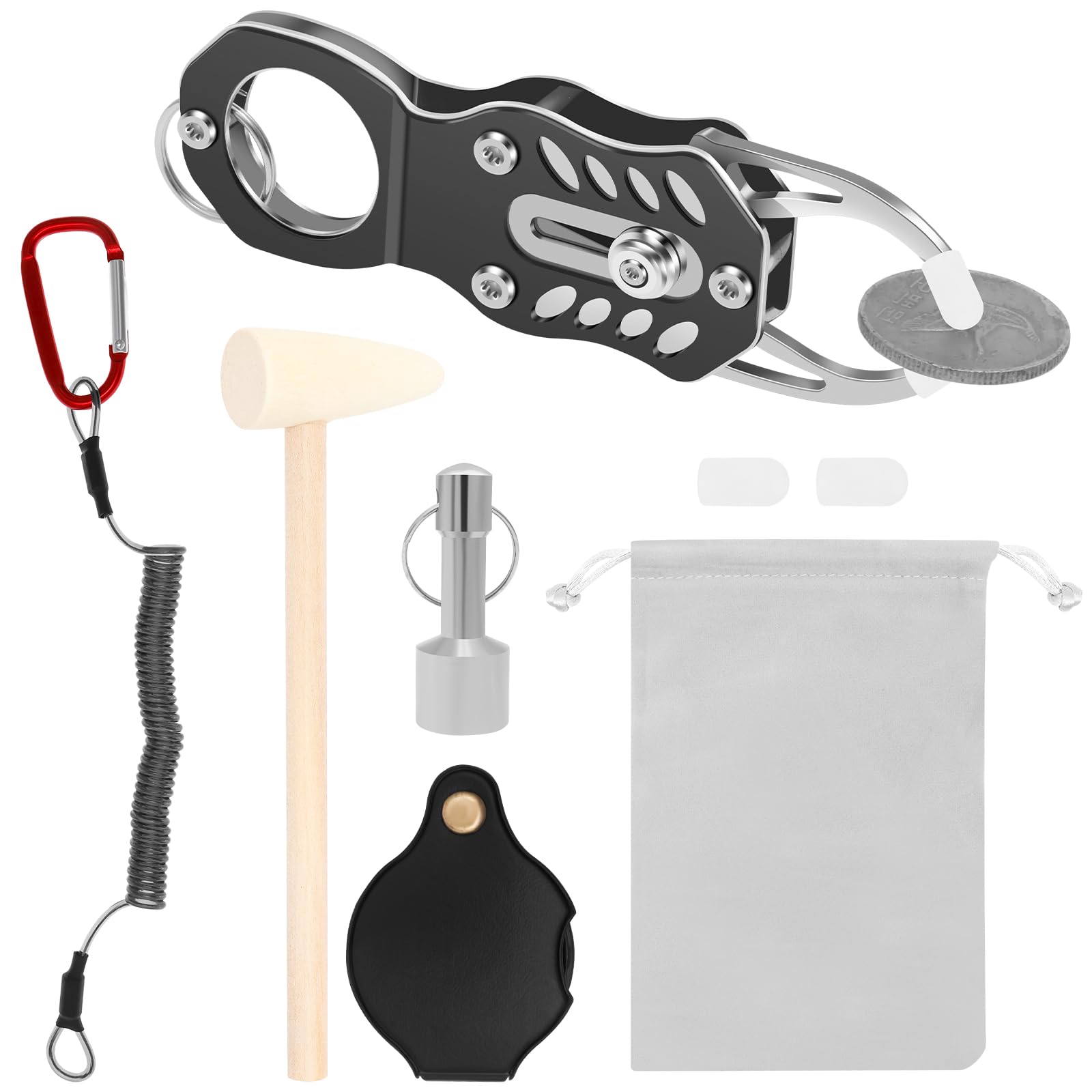 Pocket Pinger Tester Kit Portable Gold and Silver Change Ping Resonance Testing Tool with Hammer and Magnifying Glass for Collectors