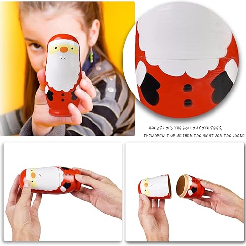 Miniatura 21 de GRPSKCOS Muñecas de anidación rusas Matryoshka Muñecas de madera de oso de animales lindos juguetes de Navidad hechos a mano, regalos Set de 5