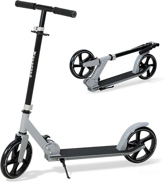 Trottinette Ado Pliable, Trottinette Adolescent avec Guidon Hauteur Ajustable 3 Niveaux, Trotinette Enfant Grande Roue 200MM Résistant, Trotinette Enfant/Ado 9-14Ans 125-175CM Charge 100KG - 1