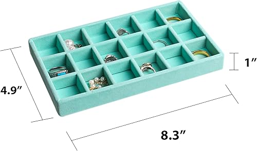 Miniatura 2 de Frebeauty Bandeja organizadora de joyas, bandejas apilables de terciopelo para joyas, insertos de cajón, organizador de aretes para mujeres y niñas,