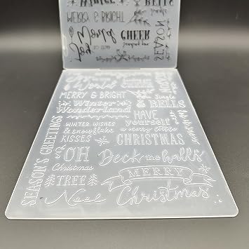 Plastic Embossing Folder 5X7 Inch Christmas Greeting Paper Crafts Plastic Textured Impressions for Card Making ScrapbookingMaking Scrapbooking