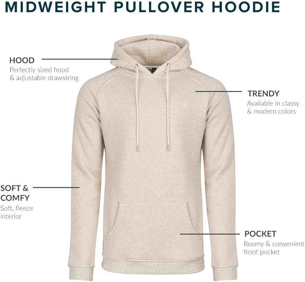 TallSlim Men's Midweight Pullover Hoodie | Soft Polycotton Blend, Extra Length, Preshrunk | Comfortable Fit for TallSlim Men