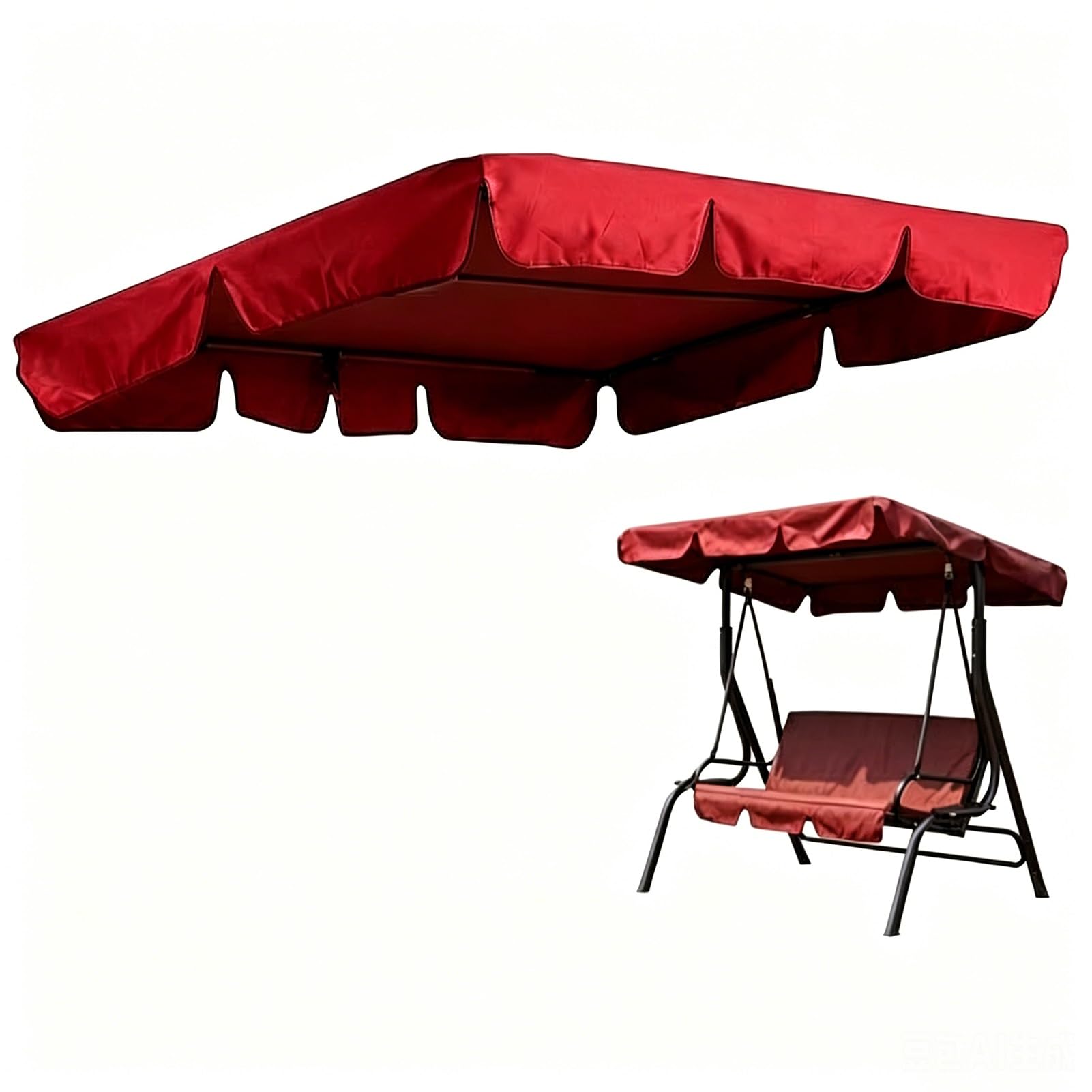 Toit de Rechange pour Balancelle de Jardin, Couverture Supérieure pour Hamac de Patio Imperméable Anti-UV pour Meubles Extérieur 2 À 3 Places(Rouge,210x145x18cm/83x57x7inch)