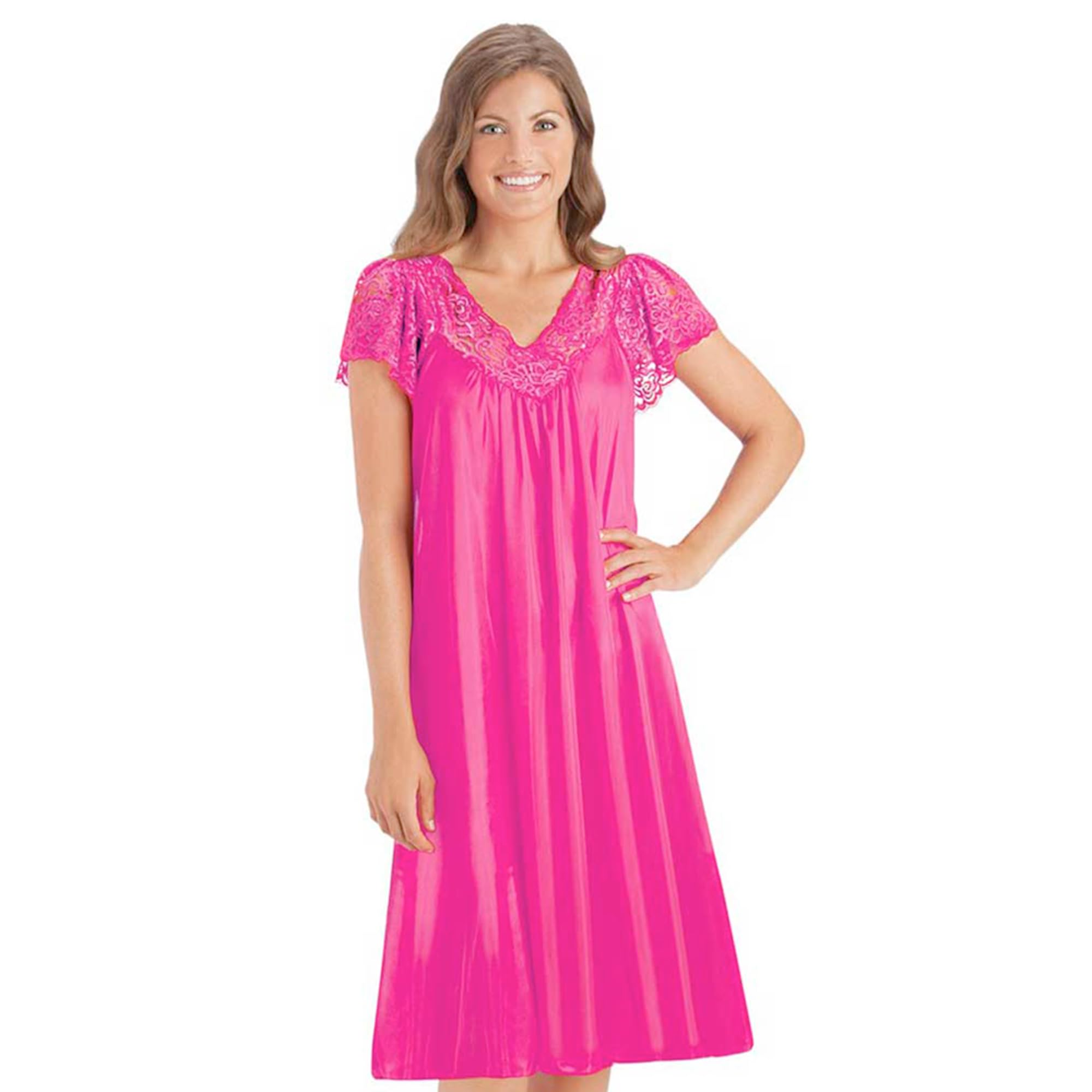 Easylife Nightdress in Pink, Size Small, Satin