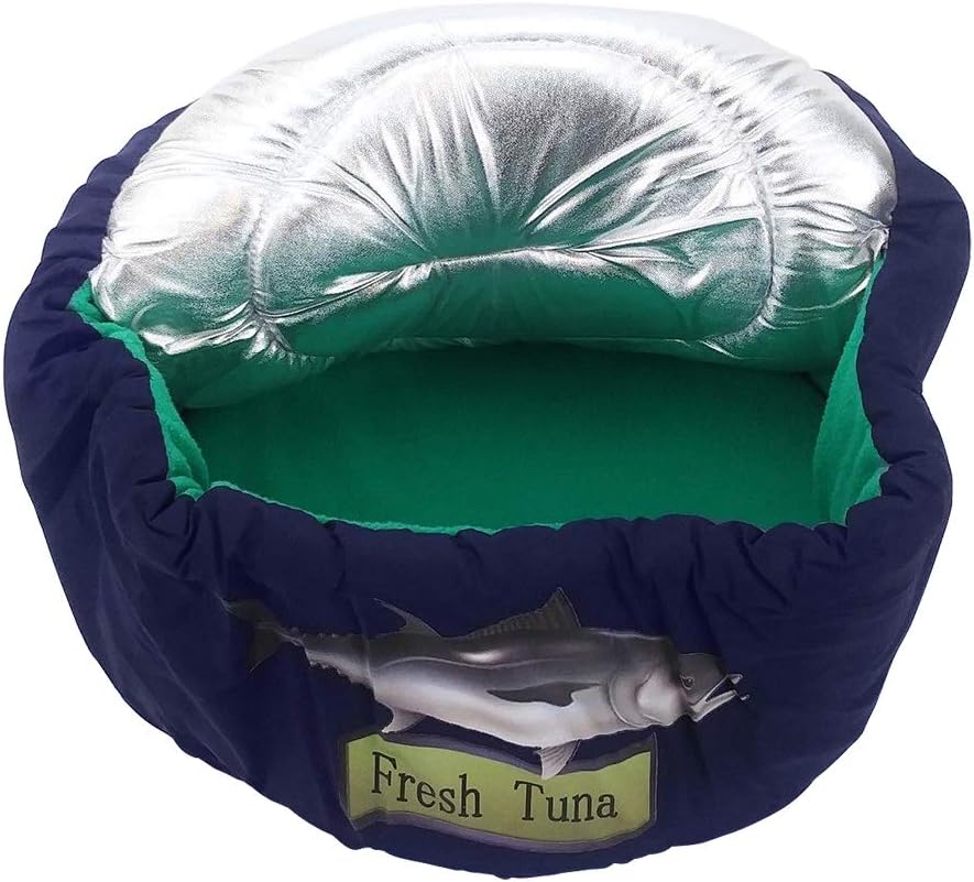 Bandwagon Tuna Can Cat Bed, with Lid - Soft Cuddly & Cute Kitty Playhouse L7190.