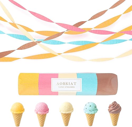 Miniatura 12 de AOBKIAT 5 rollos de papel crepé de serpentinas de arco iris, decoraciones de fiesta de Candyland para Navidad, cumpleaños, boda, despedida