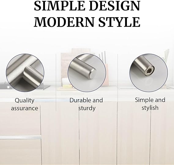 2 Pack Stainless Steel Cabinet Handles, Brushed Nickel Kitchen Cupboard Pulls. Hole Centers 128mm (5 Inch), Modern Drawer Handles for Bedroom & Bathroom.