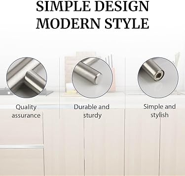 2 Pack Stainless Steel Cabinet Handles, Brushed Nickel Kitchen Cupboard Pulls. Hole Centers 128mm (5 Inch), Modern Drawer Handles for Bedroom & Bathroom.