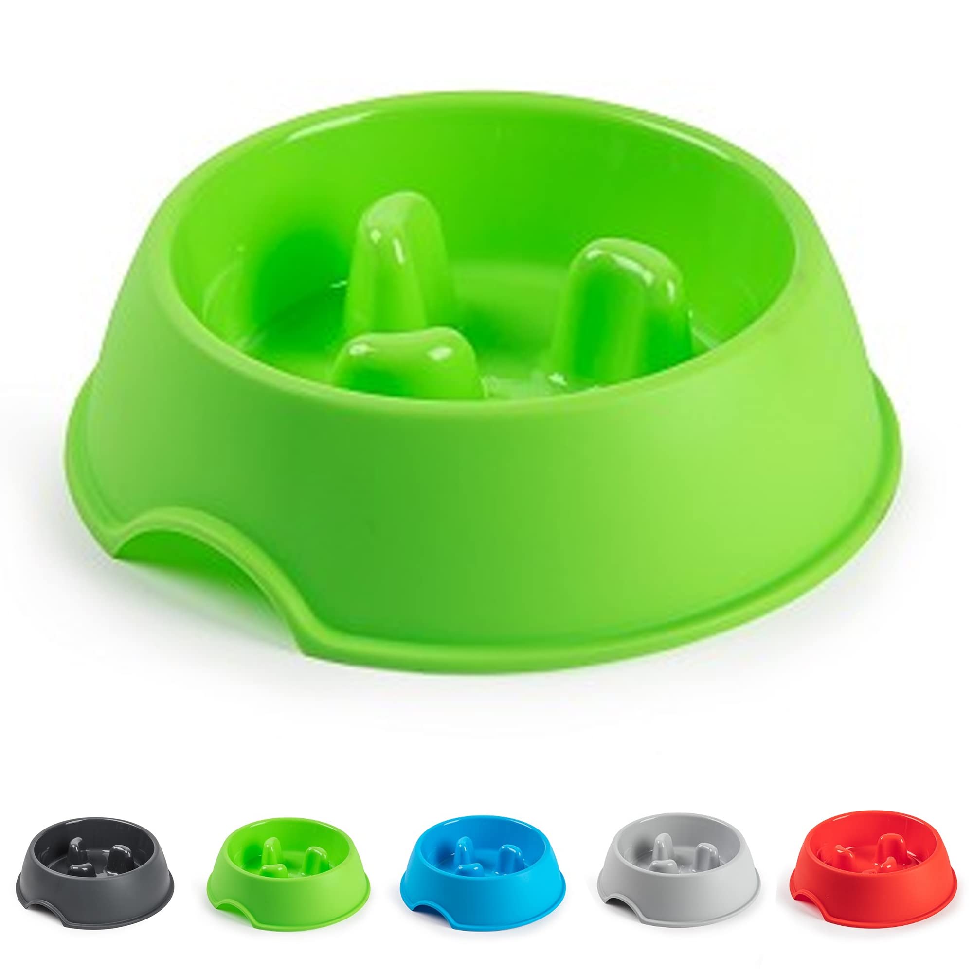 PLASTIFIC Anti Gulp Cat & Dog Feeding Bowl Mat Non-Slip Pet Food & Water Dish Tray, BPA Free Melamine Rubber Base, Easy Clean Slow Feeder (Green, 24x24x7 cm) โ image 1