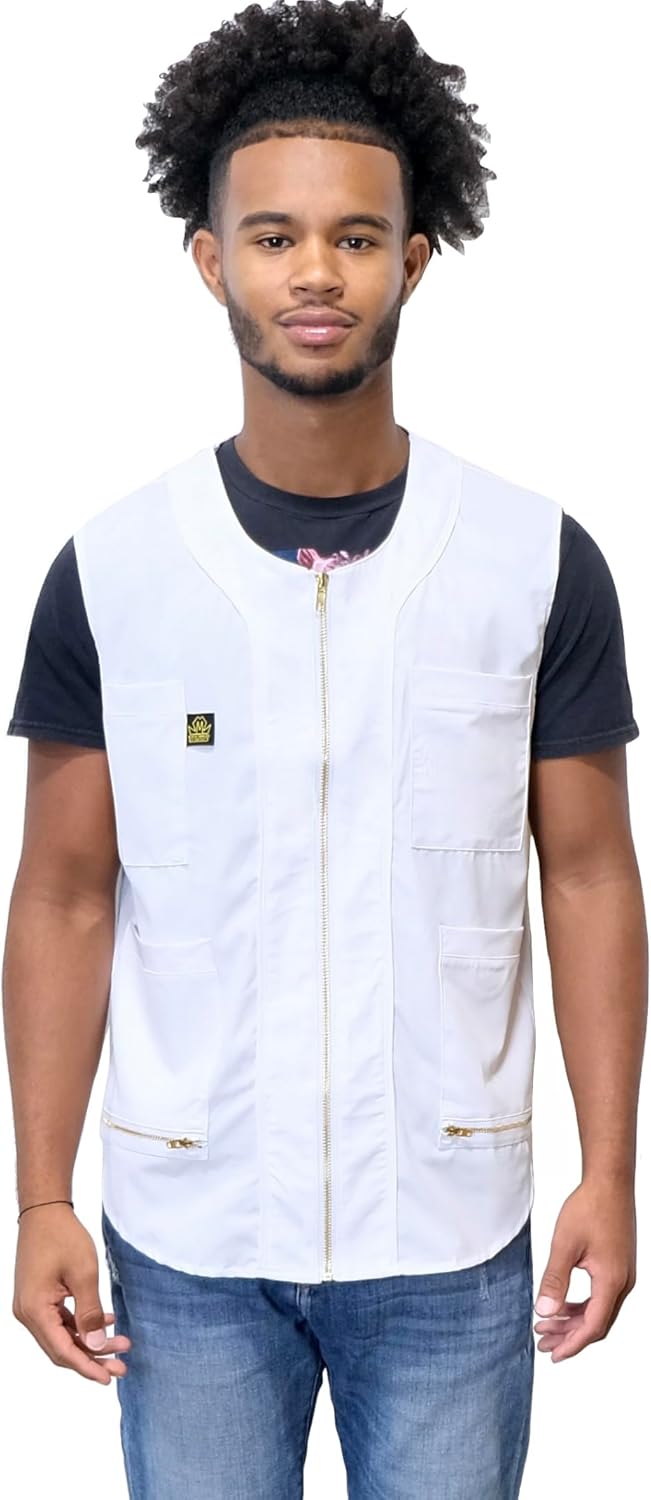 King Midas Empire Barber Vest, Men's Hair Water And Water Repellent Vest For Barbers