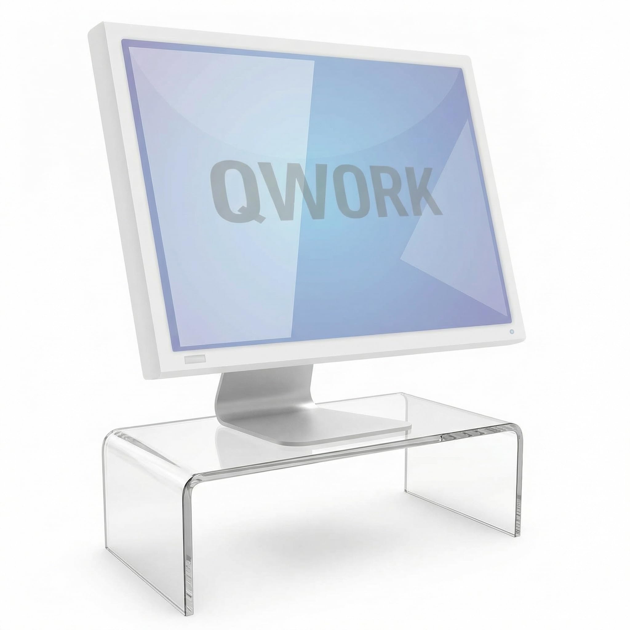 Sleek Clear Acrylic Monitor Stand and Laptop Riser Shelf 30x15x10cm
