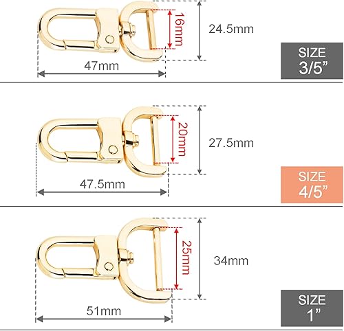 Miniatura 2 de Paquete de 6 ganchos giratorios desmontables de 34 pulgadas, cierre de pinza de langosta de metal con destornillador para accesorios de llavero de