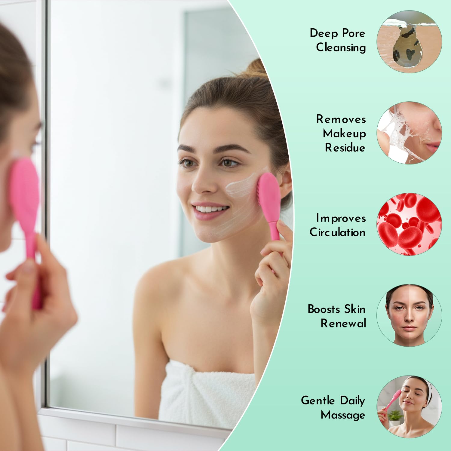 Kidu Dampf-Peeling-Gesichtsbürste, 3er-Set, 2-in-1 Silikon-Maskenbürste & Porenschrubber für Damen und Herren, entfernt Mitesser, abgestorbene Haut und Akne, ultraweiches Gesichtsmassagewerkzeug für