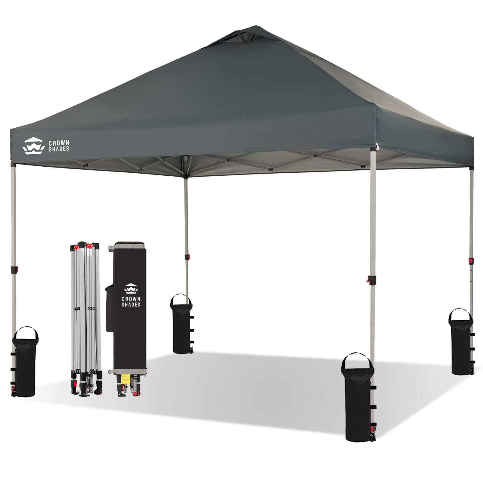 CROWN SHADES Pop Up Gazebo 3m x 3m, CenterLok One Push Instant Pop Up Outdoor Canopy Tent, Heavy Duty Gazebo with Carry Bag, Bonus 8 Stakes and 4 Ropes, Grey โ image 1