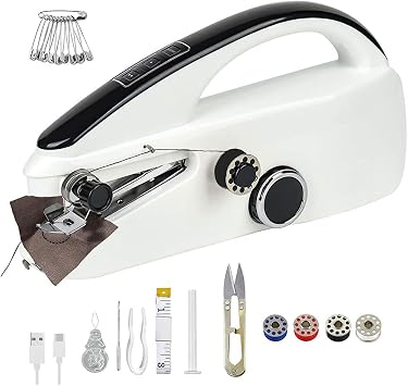 Generic Mini handheld sewing machine, convenient and easy to use for beginners, multifunctional sewing for clothes and DIY home travel, lightweight electric sewing machine!, White, SM8888