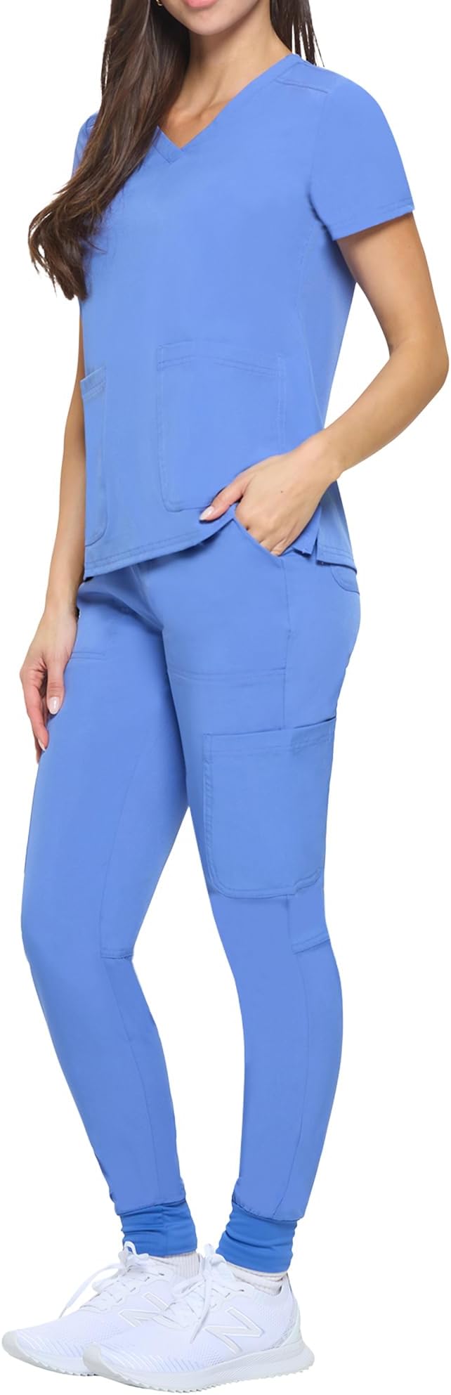 Natural Uniforms Womens Essential Cool Stretch Jogger Scrub Set with Regular and Petite Sizes