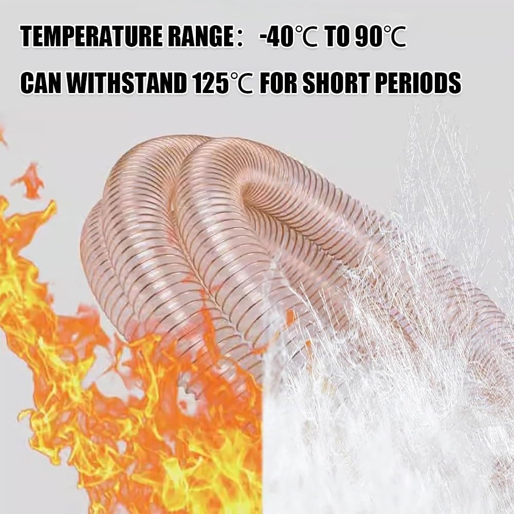 Manguera de recogida de polvo transparente de alta calidad, manguera de vacío en espiral de alambre de acero flexible, conducto de aire retráctil para herramientas eléctricas y uso Worhop