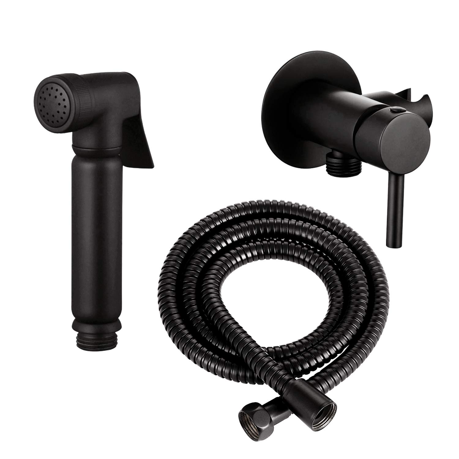 Ensemble complet de douchette design WC/bidet avec mitigeur Mini Shattaf en noir mat